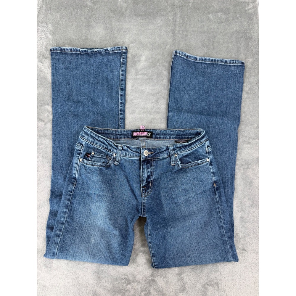 Y2K Vintage Bubblegum Butterfly Rhinestone Flare Low-Rise Jeans Paris Hilton 9